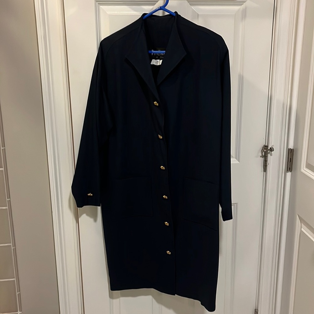 Piradina dress, size 12, navy blue with gold buttons two pockets in front.
